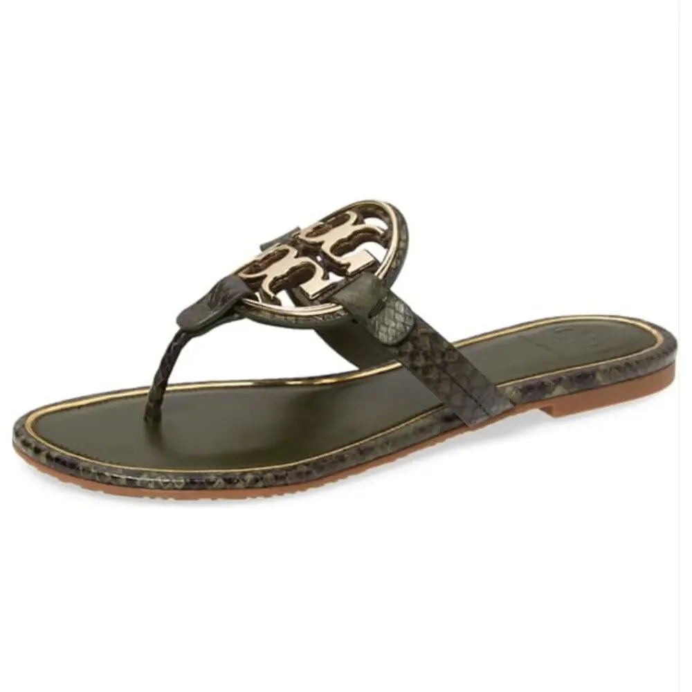 Tory Burch Metal Miller Slide Leccio Roccia / Gold Sandal Size 9